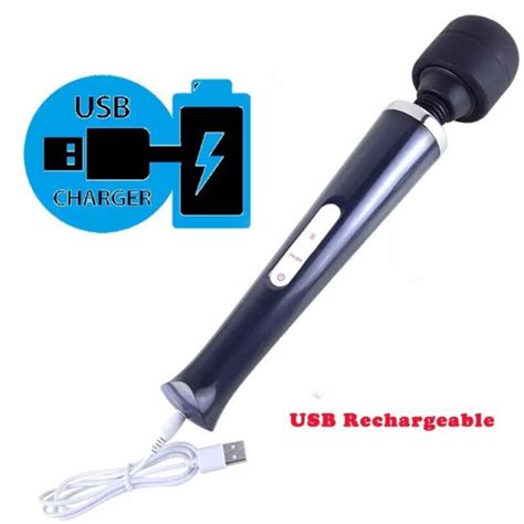 Black Cordless Personal Wand Electric Massager With 10 Powerful Magic