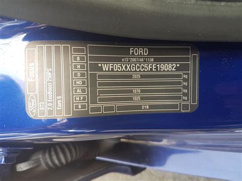 2013 Ford Focus Paint Code Location