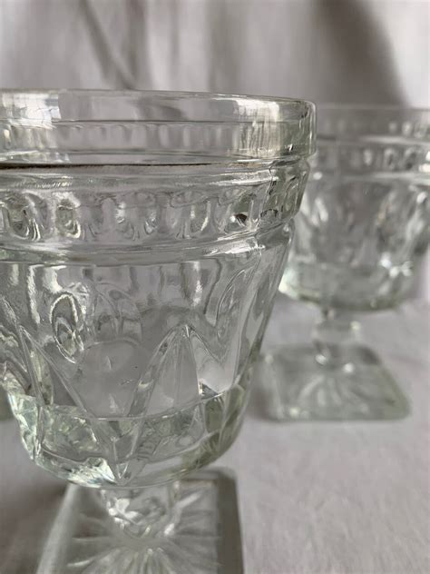 Vintage Clear Stemmed Water Glasses Etsy