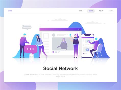 Social Network Landing Page Template 262579 Vector Art At Vecteezy