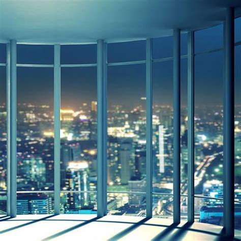 Custom City Night View From The Window Wallpaper Mural ㎡ Window