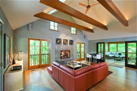 You can use primed lumber or hardwood. vaulted ceiling with exposed beams exposed beam ceiling ...