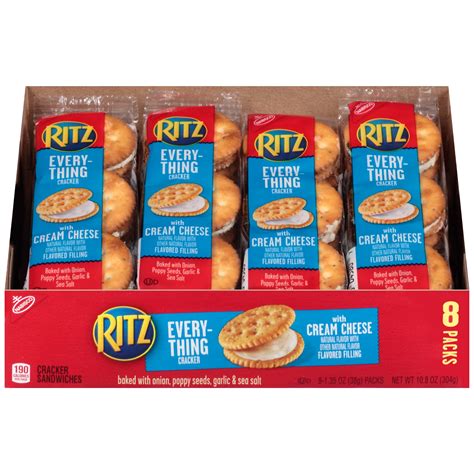RITZ Everything Cracker Sandwiches Cream Cheese Flavor 8 Snack Packs