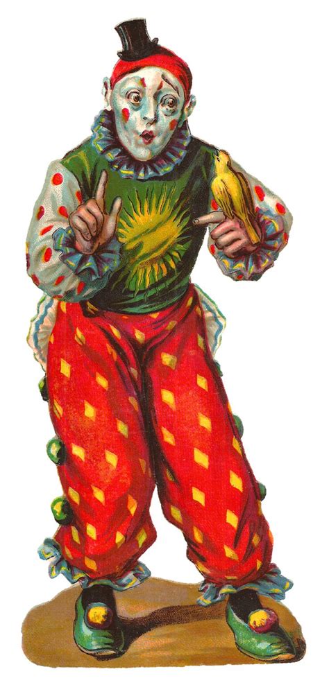 Unique Whimsical Vintage Circus Clown Digital Clip Art Of Old