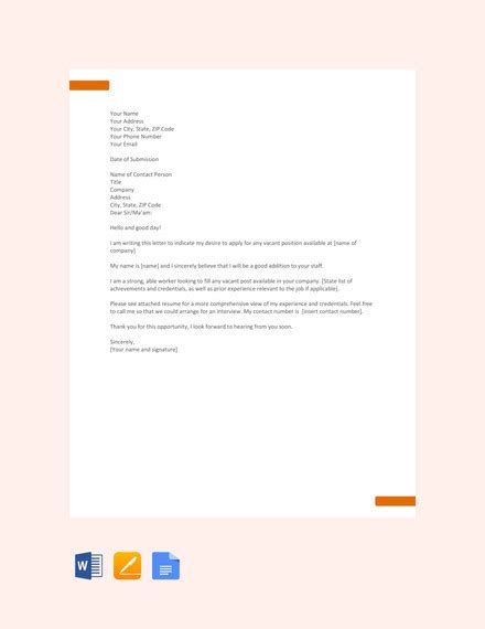 Two excellent samples for job application letter. 41+ Application Letter Templates Format - DOC, PDF | Free ...