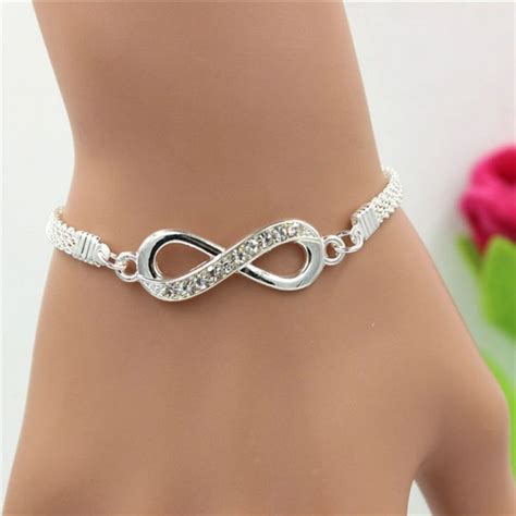 Womens Silver Infinity Chain Bracelet In Infinity Bracelet Men