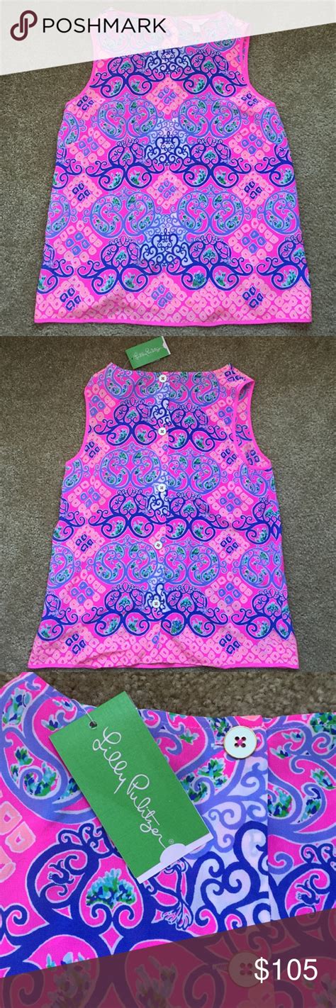 Lilly Pulitzer Sleeveless Silk Top W Back Buttons Bright Stunning