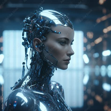 stockillustratie ai robot future robot human robot female ai artificial intelligence