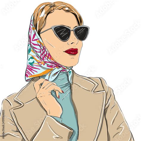 Beautiful Fashion Woman In Sunglasses Vector Illustration Eps Stock Image And Royalty Free