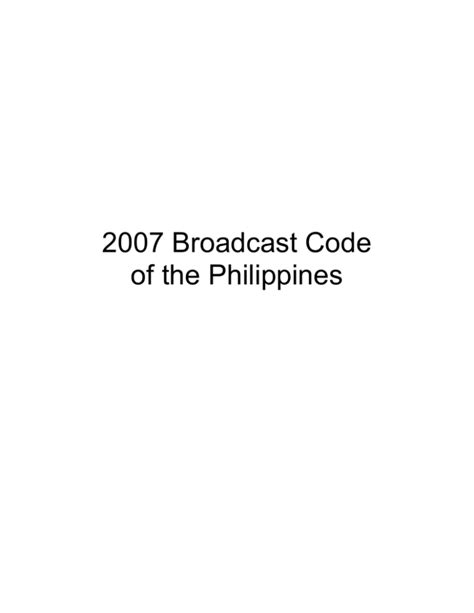 2007 Broadcast Code Of The Philippines