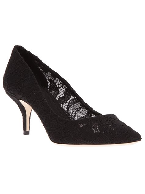 Dolce And Gabbana Black Floral Lace Pumps Lyst