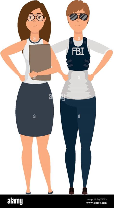 Young Women Fbi Agent And Girl Characters Stock Vector Image And Art Alamy