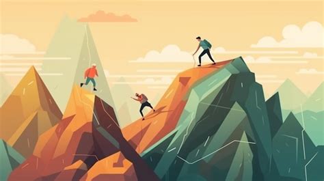 Premium Ai Image A Graphic Of People Climbing A Mountain