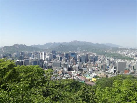 Panoramic View Of Seoul From The Mountain South Korea Stock Image
