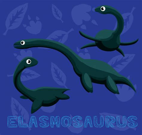 Plesiosaur Elasmosaurus Cartoon Illustrations Royalty Free Vector