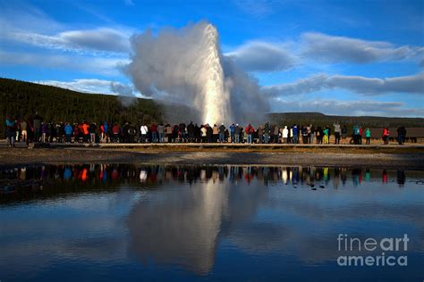 Crowd Reflections At Old Faithful Landscape Photograph By Adam Jewell Fine Art America