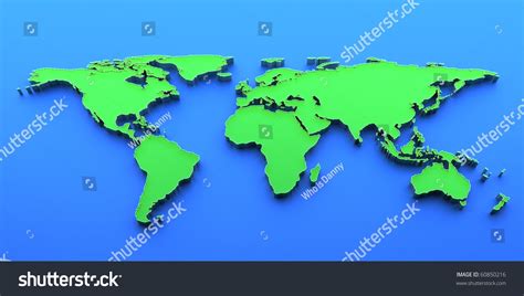 3d Render Blue And Green World Map Stock Photo 60850216 Shutterstock