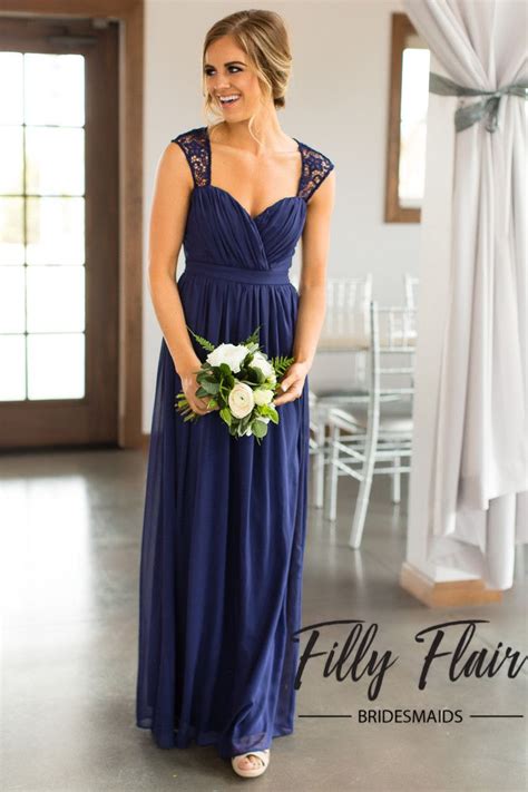 Dont Miss Out On This Long Navy Bridesmaid Dress Navy Bridesmaid Dresses Bridesmaid Dresses