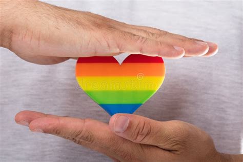 Man Holding Rainbow Lgbt Heart Stock Image Image Of Health Diagnostic 147814847