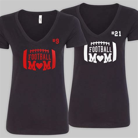 Personalized Football Mom Black V Neck T Shirt Tsforyounow