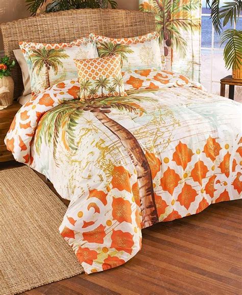 Quilts featuring patterns of pineapples and palm trees bring the fun of the tropics into your home. New Tropical Moroccan Palm Tree Comforter Shams Pillow ...