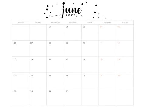 25 Latest Free Blank June Calendar 2022 Printable Templates To