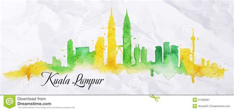 K57718936 fotosearch fotografijų bankas ir paruoštos filmuotos medžiagos bankas padeda labai greitai susirasti puikių kuala lumpur travel illustration, outline landmarks. Silhouette Watercolor Kuala Lumpur Stock Vector ...