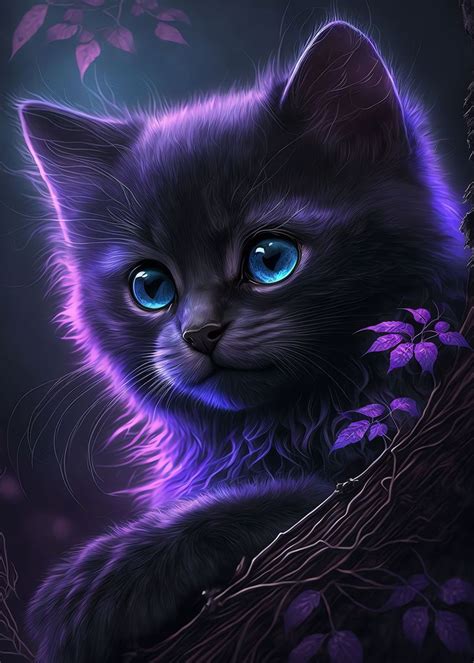 Cute Purple Cat Poster Picture Metal Print Paint By Betusixart Displate