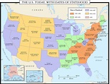 USA Today Map, with Dates of Statehood | Maps.com.com