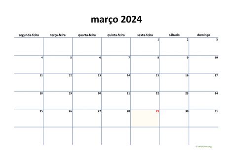Calendário Março 2024