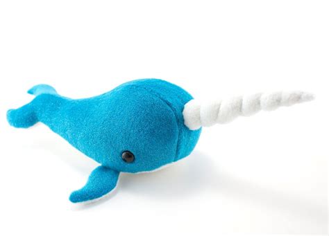 Sparkle Blue Narwhal Stuffed Animal Plush Toy Made To Order Narwhal