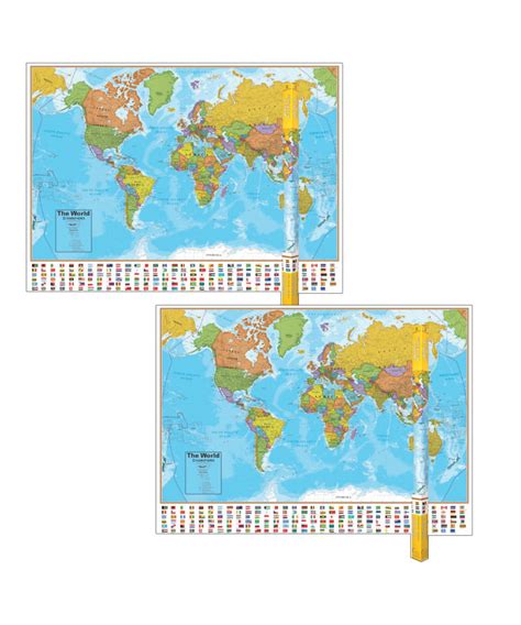 Hemispheres Blue Ocean Series World Laminated Wall Map 38 X 51
