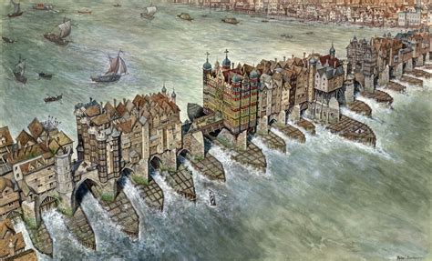 Old London Bridge C 1600 By Peter Jackson