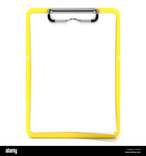 Yellow Clipboard And Blank Paper With Lines 3d Render Illustration