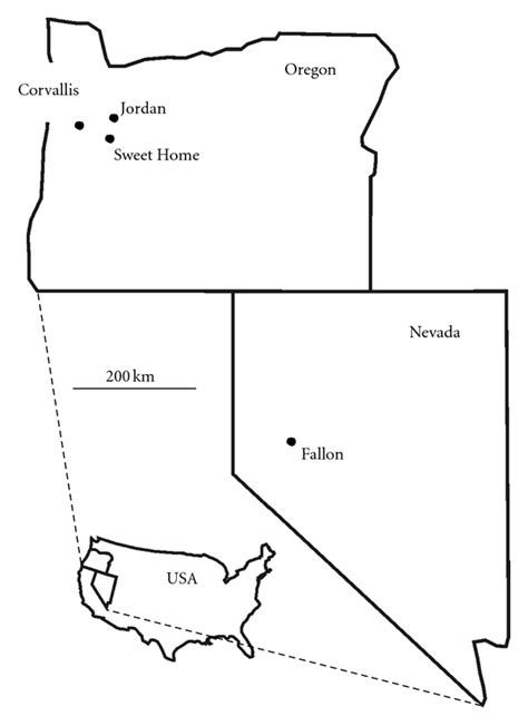 Regional Map Of Nevada And Oregon Showing The Location Of Fallon And