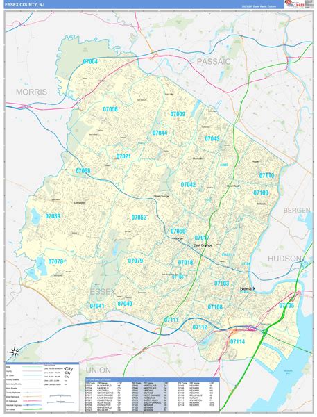 Essex County Nj Zip Code Maps Basic