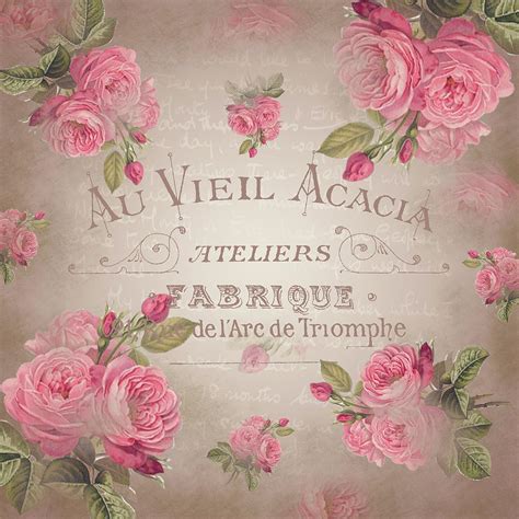 Shabby Chic Vintage French Roses Rose Beige Digital Art By Readyforyoga