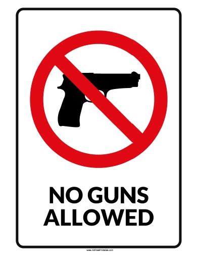 Free Printable No Guns Allowed Sign Printable Templates