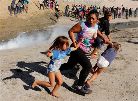 The Scene As Us Border Patrol Responded With Tear Gas After Migrant