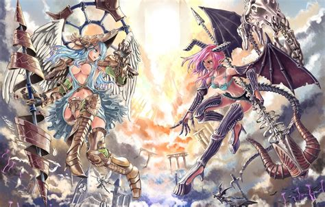 Wallpaper Girl Fight Angel Anime The Demon Art Images For Desktop