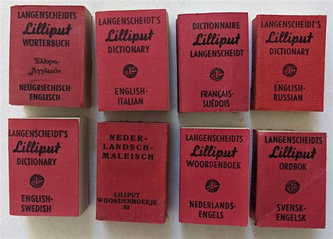 Lot Rare Set 8 Miniature Lilliput Books Dictionaries 1950s