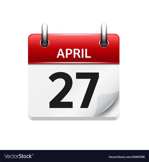April 27 Flat Daily Calendar Icon Date Royalty Free Vector