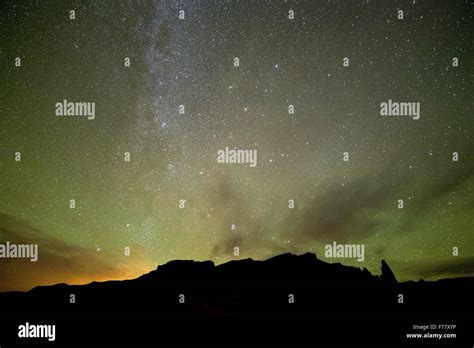 The Milky Way And Andromeda Galaxies Shining With The Night Sky Above