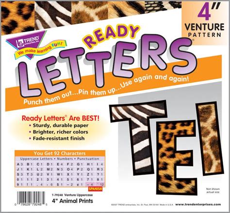 Animal Prints 4 Inch Venture Ready Letters T 79248 Supplyme
