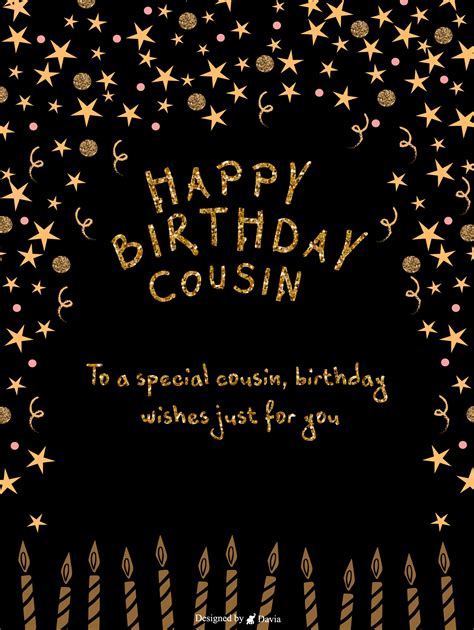 Golden Cousin – Happy Birthday Cousin | Birthday & Greeting Cards by