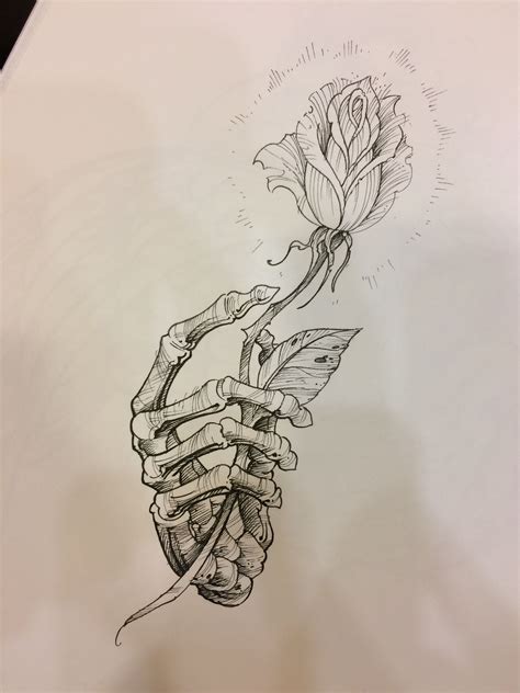 Rose And Skeletal Handhand Rose Skeletal In 2020 Skeleton Hand