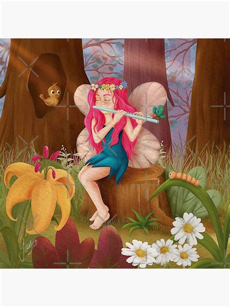 Fairy Playing The Flute In The Forest Sticker For Sale By Ysas