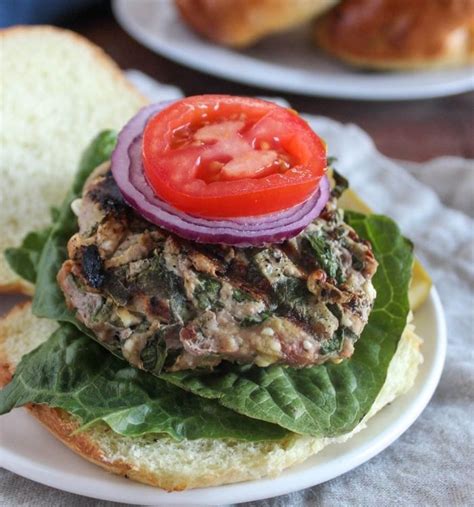 Greek Spinach Feta Turkey Burgers Simple And Savory