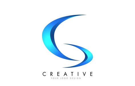 Creative G Letter Logo With Blue 3d Bright Swashes Blue Swoosh Icon