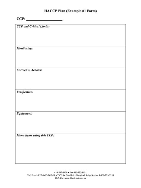 Haccp Plan Template Maryland Fill Out And Sign Online Dochub